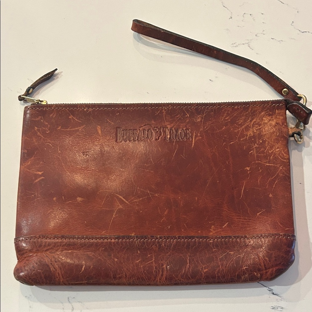 Buffalo Trace branded Brown Leather clutch